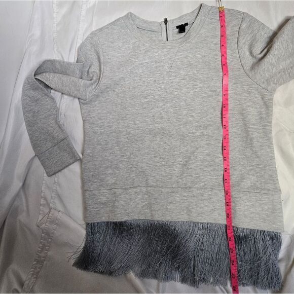 J CREW‎ gray long sleeve crew neck fringe detail sweatshirt S - Picture 9 of 11